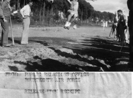 Capt. Albert Parr of the Fourteenth Air force makes a broad-jump at an American Forces track meet held in China during WWII.