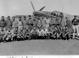 118th Tactical Reconnaissance Squadron maintenance personnel at Liuchow [Liuzhou]. Major  Edward O. McComas far left, and John Carpenter far right.