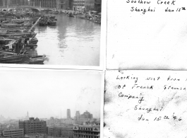 Suzhou Creek and view from top of French steamship company, Shanghai during WWII, January 15, 1946.