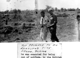 "Japanese prisoner to be executed 7-45. Prome Burma."