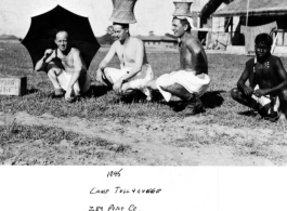 GIs of the  289th Port Co. goof around at Camp Tollygunge in 1945 during WWII.  Photo from Frank A. Wypis.