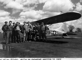 "Part of my Flight, while on detached service to Camp Ellis, Ill. The silver L-5 is my ship before going to the CBI for duty as Flt. Leader of 'D' flight."  Photo from Dale Smith