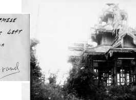 Remains of fancy Burmese house at Myitkyina, Burma, during WWII.  Photo from John Hillenbrand.