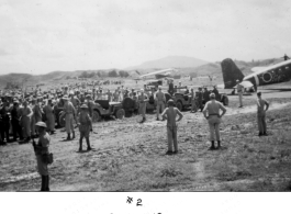 Japanese plane arrival at Zhijiang for peace/surrender negotiations. In the CBI.