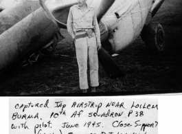 At a captured Japanese airstrip in Burma, a crashed 10th Air Force P-38, in June 1945. After a close support mission (napalm) for OSS Det 101 Kachin Ranger squadrons.  Photo from Thomas B. Leonard.