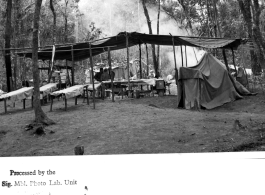 Allied outdoor medical treatment facility in the jungle in Burma, during WWII. 
