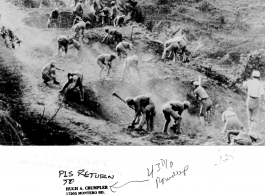 Chinese troop mine section of Burma Road on the Salween River front, during WWII  Photo from Hugh. A. Crumpler.