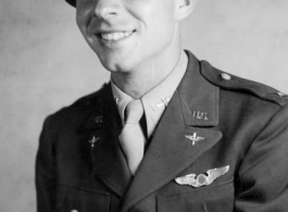 U.S. Army Air Forces (Air Corps) 2nd Lieutenant Harold R. Frederick in a photo he dedicated to Eugene Wozniak, "To Wazzy--The Hurrell of the 491st."