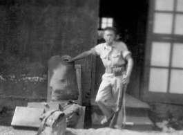 "This is a photo of Julian Zabecki with all his possessions packed and ready to go on assignment to one of the outlying bases."