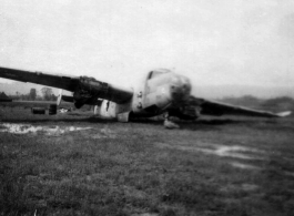 A partially salvaged B-25 bomber in China, during WWII.