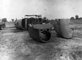 Segments of a B-25 Mitchell fuselage in the CBI during WWII.