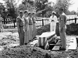 Gun salute for American GIS who had died at a temporary war-time graveyard. In the CBI, during WWII.