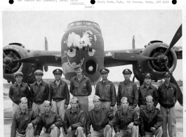 Personnel of a Chinese and American Overseas Training Unit Bomber Command lined up in front of a North American B-25 Mitchell at Karachi, India.  Image courtesy of Tony Strotman.