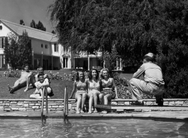 GIs do poolside R&R, during WWII, at hilltop rest house or appropriated manor house. In India? Ceylon?