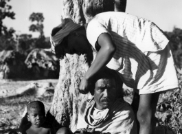 A country haircut.  Scenes in India witnessed by American GIs during WWII. For many Americans of that era, with their limited experience traveling, the everyday sights and sounds overseas were new, intriguing, and photo worthy.