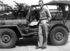 Captain Wilson Porch: Shamshernagar Air Base, India, May 1945 - "My Jeep and I"  Image provided by Frank Cabral.