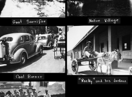 Scenes around Calcutta, India, during WWII, including a charcoal-burning car. GIs Kehr, McCoy, MacMillen, and Gross.