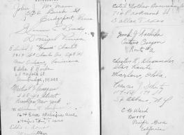 The wartime notebook of S/Sgt. Tom L. Grady. In his notebook, as a talented and curious young artist while in the CBI, he recorded scenes and vignettes that he saw in his life. He also recorded names and contact info for the people he met.  List of acquaintances.