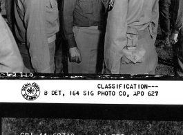 Maj. Gen. G. X. Cheves, C/G of SOS in China inspecting personnel of the 95th Station Hospital at APO 627.  Kunming, Yunnan Province on December 13, 1944.  Photo by Pvt. S. Israel.  Passed by censor William E. Whitten.