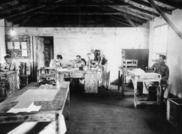 Photo lab at Yangkai, APO 212, during WWII, likely in 1945.