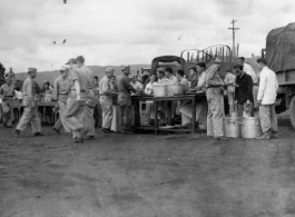 GIs enjoying AAF Day celebrations, August 1, 1945, at Yangkai, APO 212, during WWII.