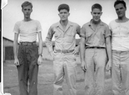 Four radar mechanics, Vern Martin,  Ira Underwood, Tom Cook, and Bill Lesak, near Chenggong air base, Yunnan, China. During WWII.