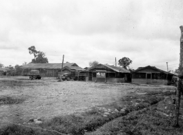 Buildings in camp in Burma.  During WWII.  797th Engineer Forestry Company.