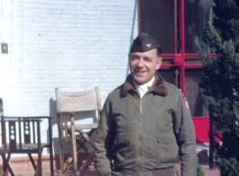 An American officer poses in China (probably Kunming), during WWII.