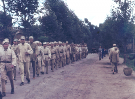 Nationalist soldiers marching in SW China. During WWII.