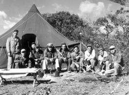 Campout at Qingshuihai lake (清水海) : Wilbur Carter, Clarence Hall, end on right is Harry Gordon.