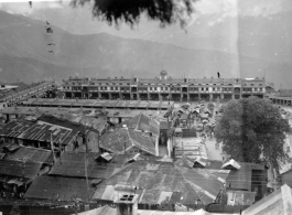 View over center market area at Darjeeling, India, during WWII.