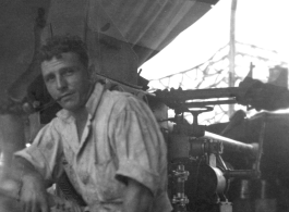 Men of the 2005th Ordnance Maintenance Company,  28th Air Depot Group, working on an anti-aircraft gun in Burma. During WWII.