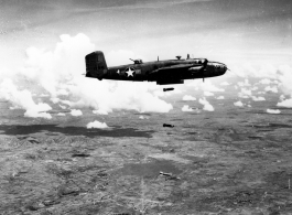 B-25s of the 22nd Bombardment Squadron dropping bombs over SW China, French Indochina, or Burma during WWII.