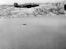 B-25s drop parachuted mines in Irrawaddy River during WWII. 22nd Bombardment Squadron, in Burma.