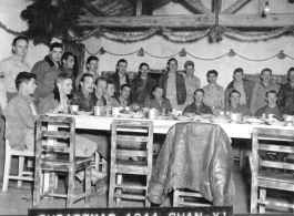 Banquet at Christmas, 1944, at Chanyi (Zhanyi), during WWII.