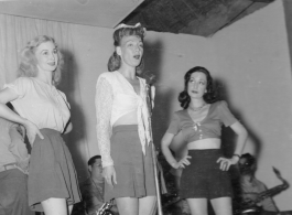 Ladies of a USO show in Gushkara, India, during WWII.