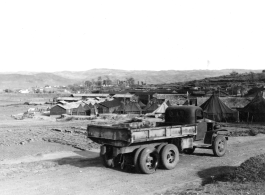 Transport truck at Chanyi (Zhanyi), during WWII.