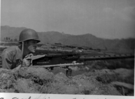 Ira Reiber mans a .50 cal. machine gun in Dushan, Guizhou province, China, during WWII.