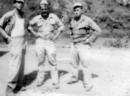 "The 3 Gangsters." Runk, Car, and Mulligan on the road somewhere in the CBI. During WWII.