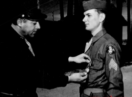 An American soldier receiving an award in the CBI.  (Image from the collection of Eugene Wozniak)