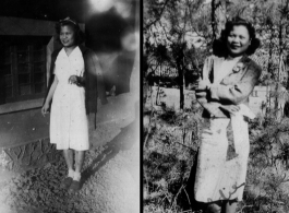 A Chinese nurse in uniform and in civilian attire. In Yunnan, China, during WWII.