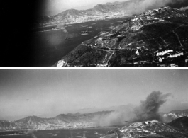 A bruised Hong Kong receding behind as the US plane carrying the photographer flies to the southwest, out to sea, after the attack.