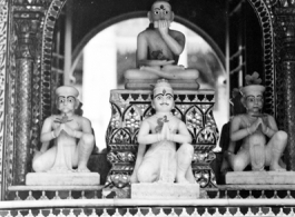 Part of a local temple in India during WWII.  From the collection of Eugene T. Wozniak.
