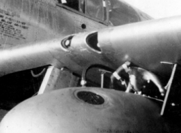 An American serviceman in a P-51 fighter, serial #44-11097, in the CBI during WWII.