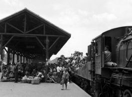 Refugees fleeing at the Guilin train station during the evacuation before the Japanese Ichigo advance in 1944, in Guangxi province.  Selig Seidler was a member of the 16th Combat Camera Unit in the CBI during WWII.