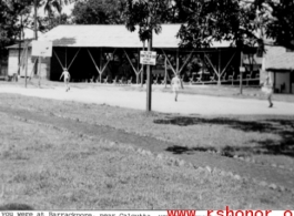 Basketball court and theater at Barrackpore, India.  In the CBI.  Photo from Henry W. Sterns.