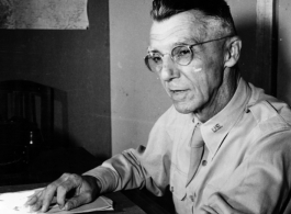 Gen. Stilwell at his desk, in the CBI during WWII.