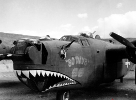 The B-24 "80 Days" in a revetment somewhere in China.