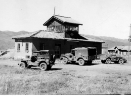 Control tower at an American air base in CBI. Elevation 6420 feet.  Gillick.