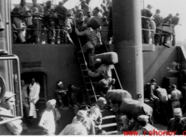 GIs on the ship back home to the US after the war.  Photo from J. Ellis Wood.